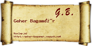 Geher Bagamér névjegykártya